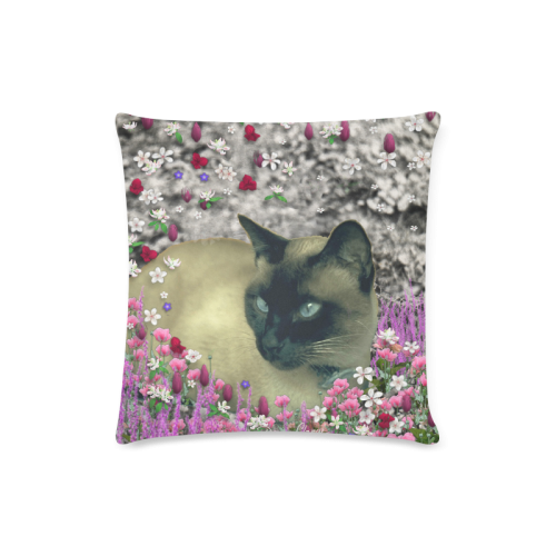 Stella in Flowers I Chocolate Cream Siamese Cat Custom Zippered Pillow Case 16"x16"(Twin Sides)