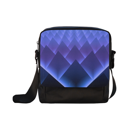 Glowing Blue 3D Pyramids Crossbody Nylon Bags (Model 1633)