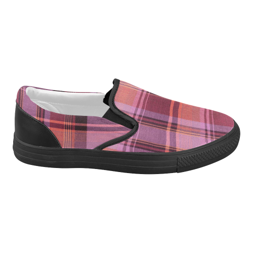 PINK PLAID Women's Slip-on Canvas Shoes (Model 019)