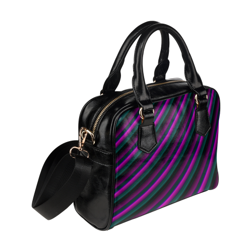 Glossy Purple Gradient Stripes Shoulder Handbag (Model 1634)