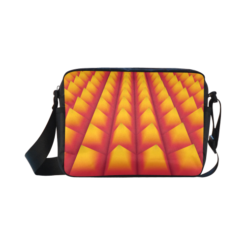 Yellow and Orange 3D Pyramids Classic Cross-body Nylon Bags (Model 1632)