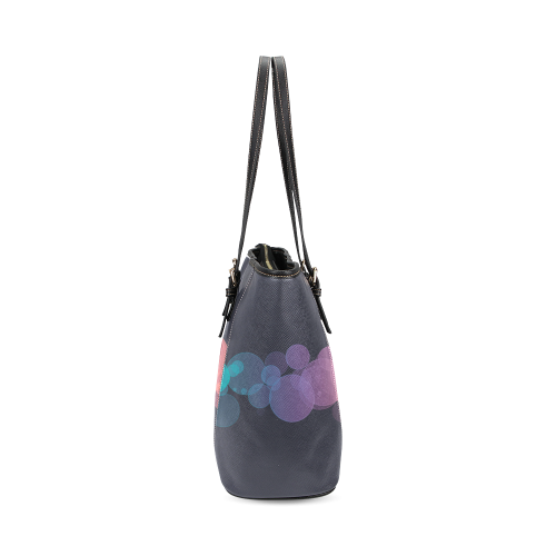 Colorful Bokeh Glitter Discs Leather Tote Bag/Small (Model 1640)