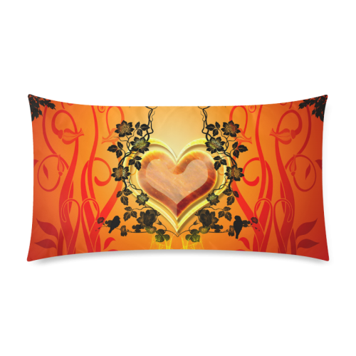 Heart with flowers Rectangle Pillow Case 20"x36"(Twin Sides)