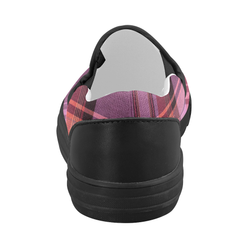 PINK PLAID Women's Slip-on Canvas Shoes (Model 019)