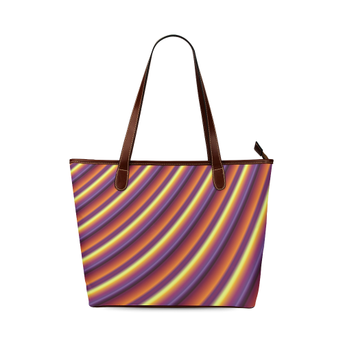 Glossy Colorful Gradient Stripes Shoulder Tote Bag (Model 1646)