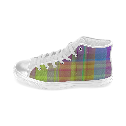 modern plaid, cool colors Women's Classic High Top Canvas Shoes (Model 017)