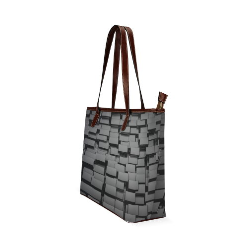 Glossy Back 3D Cubes Shoulder Tote Bag (Model 1646)