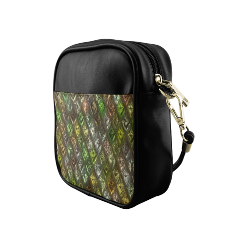 rhombus, diamond patterned green Sling Bag (Model 1627)