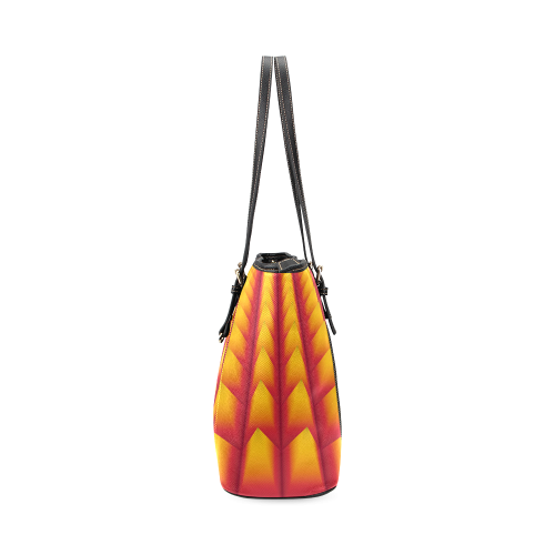Yellow and Orange 3D Pyramids Leather Tote Bag/Large (Model 1640)