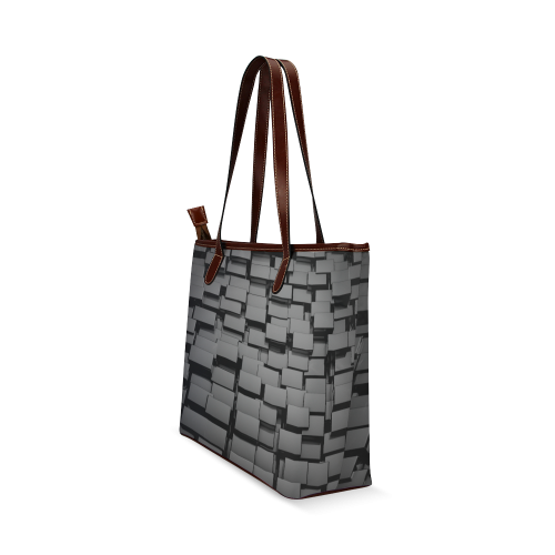 Glossy Back 3D Cubes Shoulder Tote Bag (Model 1646)
