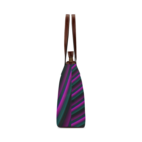 Glossy Purple Gradient Stripes Shoulder Tote Bag (Model 1646)