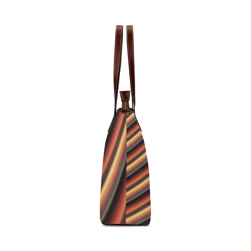 Caramel Orange Gradient Stripes Shoulder Tote Bag (Model 1646)