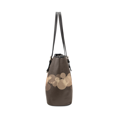 Brown Bokeh Glitter Discs Leather Tote Bag/Small (Model 1640)