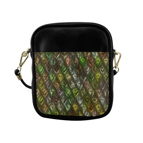 rhombus, diamond patterned green Sling Bag (Model 1627)