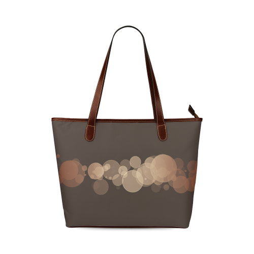 Brown Bokeh Glitter Discs Shoulder Tote Bag (Model 1646)