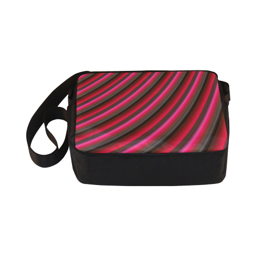 Glossy Rose Red Gradient Stripes Classic Cross-body Nylon Bags (Model 1632)