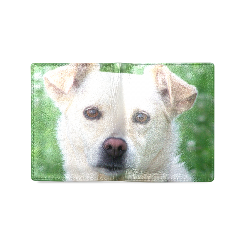 Dog face close-up Men's Leather Wallet (Model 1612)