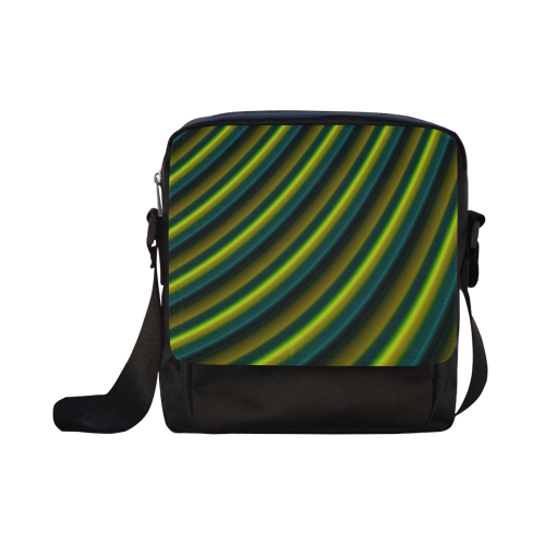 Glossy Lime Green Gradient Stripes Crossbody Nylon Bags (Model 1633)