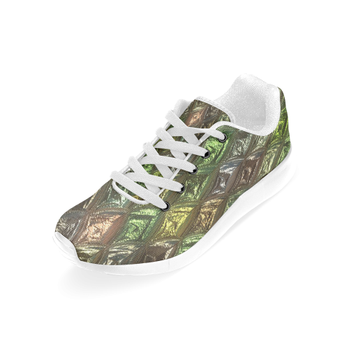 rhombus, diamond patterned green Women’s Running Shoes (Model 020)