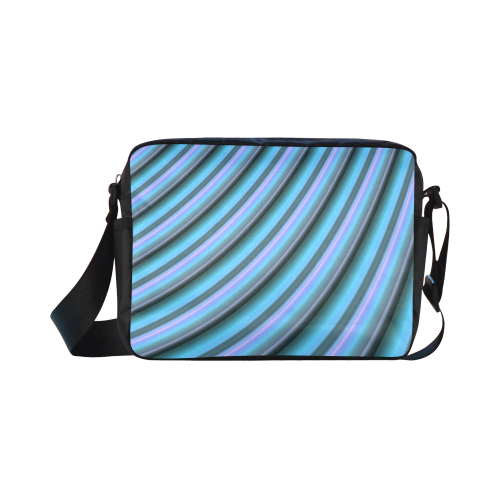 Glossy Light Blue Gradient Stripes Classic Cross-body Nylon Bags (Model 1632)