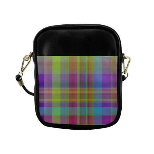 modern plaid, cool colors Sling Bag (Model 1627)
