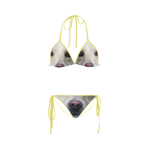 Dog face close-up. Custom Bikini Swimsuit