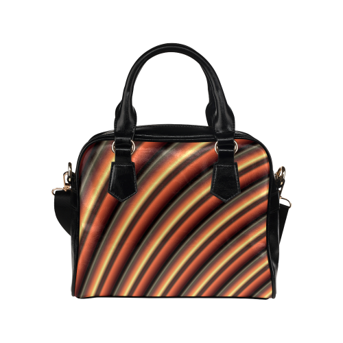 Caramel Orange Gradient Stripes Shoulder Handbag (Model 1634)