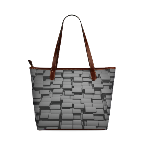 Glossy Back 3D Cubes Shoulder Tote Bag (Model 1646)