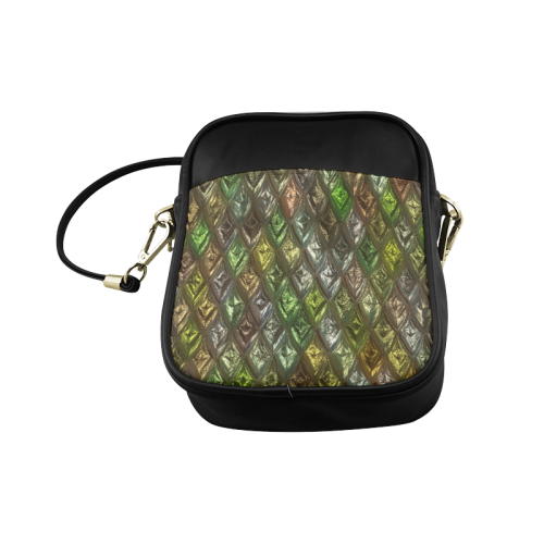 rhombus, diamond patterned green Sling Bag (Model 1627)