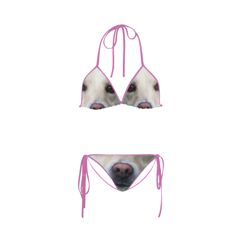 Dog face close-up. Custom Bikini Swimsuit