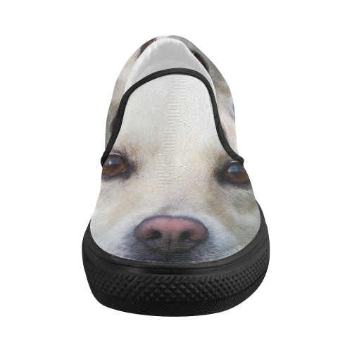 Dog face close-up Women's Slip-on Canvas Shoes (Model 019)