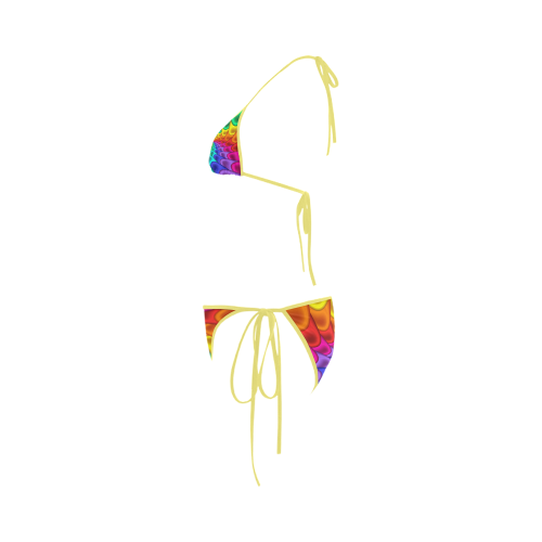 Glossy Psyechedlic Rainbow Spiral Fractal Custom Bikini Swimsuit