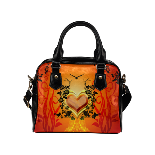 Heart with flowers Shoulder Handbag (Model 1634)