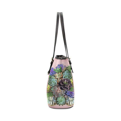 large succulent display Leather Tote Bag/Small (Model 1640)