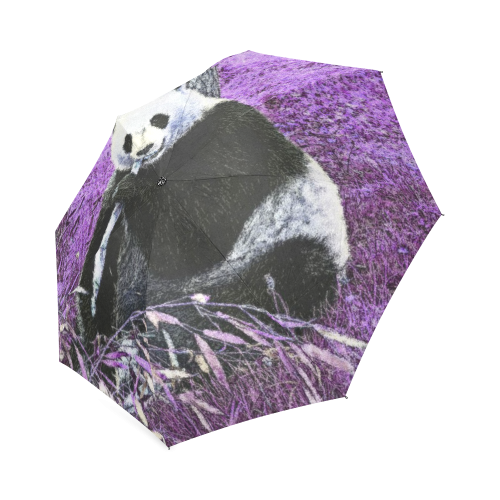 funky lilac panda Foldable Umbrella (Model U01)