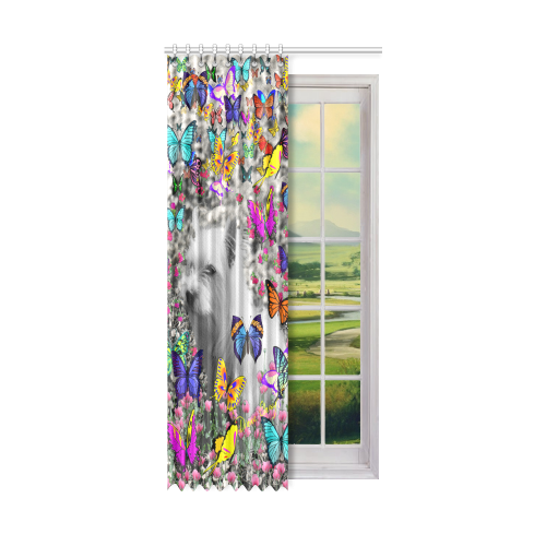 Violet in Butterflies Westie White Terrier Dog Window Curtain 52" x 108"(One Piece)