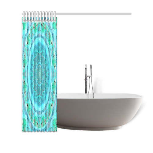 Teal Cyan Ocean Abstract Modern Lace Lattice Shower Curtain 69"x70"