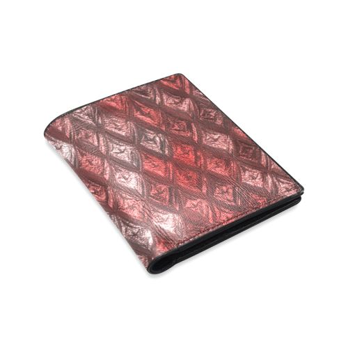 rhombus, diamond patterned red Men's Leather Wallet (Model 1612)