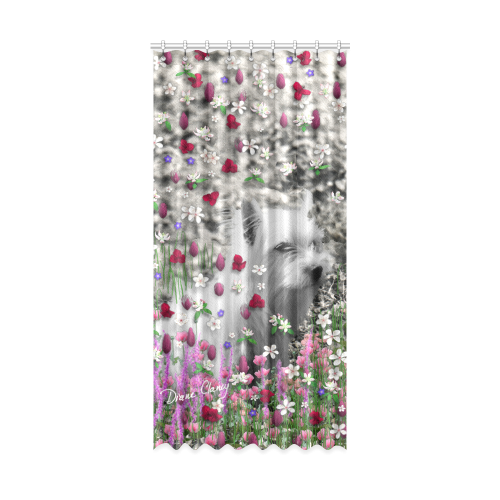 Violet in Flowers West Highland White Terrier Dog Window Curtain 52" x 108"(One Piece)