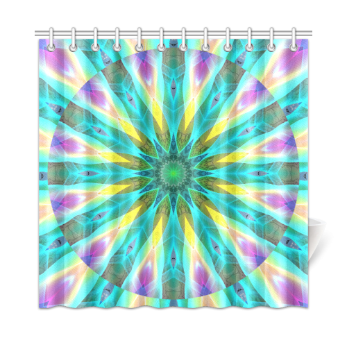 Golden Violet Peacock Sunrise Abstract Wind Flower Shower Curtain 72"x72"