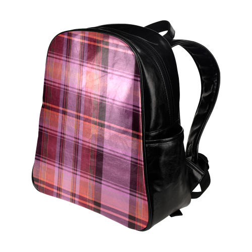 PINK PLAID Multi-Pockets Backpack (Model 1636)