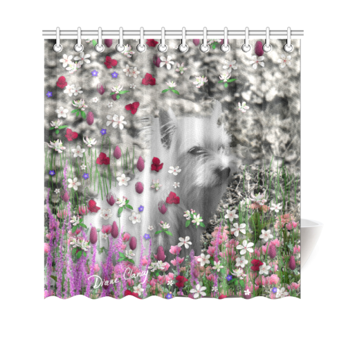 Violet in Flowers West Highland White Terrier Dog Shower Curtain 69"x70"
