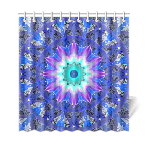 Blue Ice Merry Aqua Violet Foliage Flowers Zen Shower Curtain 69"x72"