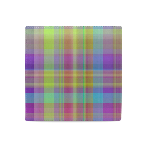 modern plaid, cool colors Women's Leather Wallet (Model 1611)