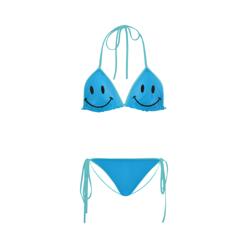 Happy Blue Smileys Custom Bikini Swimsuit