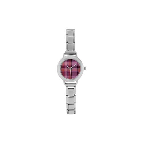 PINK PLAID Women's Italian Charm Watch(Model 107)