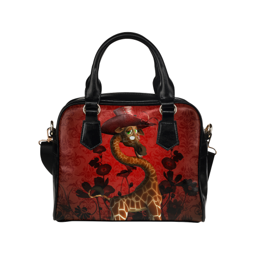 Funny giraffe, I am a lady Shoulder Handbag (Model 1634)