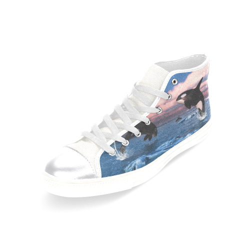 Killer Whales In The Arctic Ocean Women's Classic High Top Canvas Shoes (Model 017)