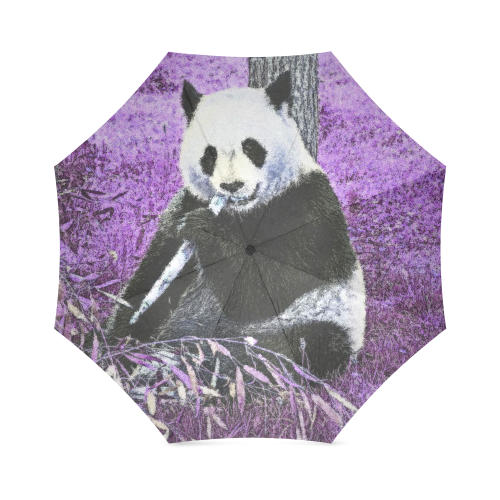 funky lilac panda Foldable Umbrella (Model U01)