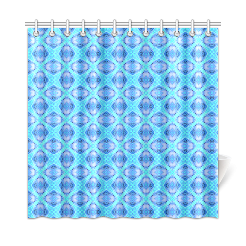 Abstract Circles Arches Lattice Aqua Blue Shower Curtain 72"x72"
